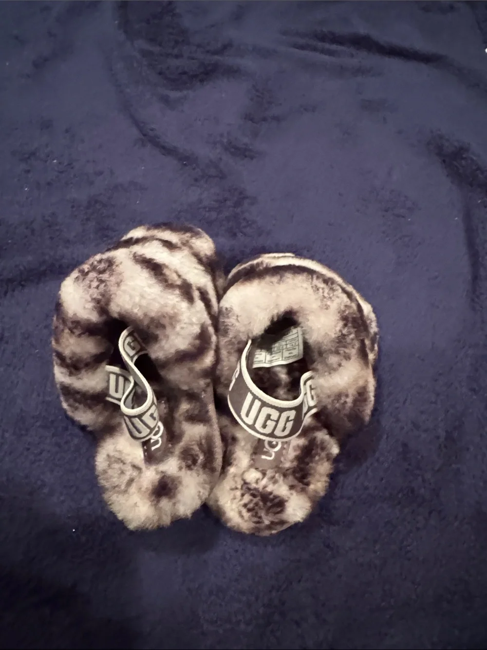 UGG Kids Faux-Fur Leopard Slide Slippers in Brown/Black